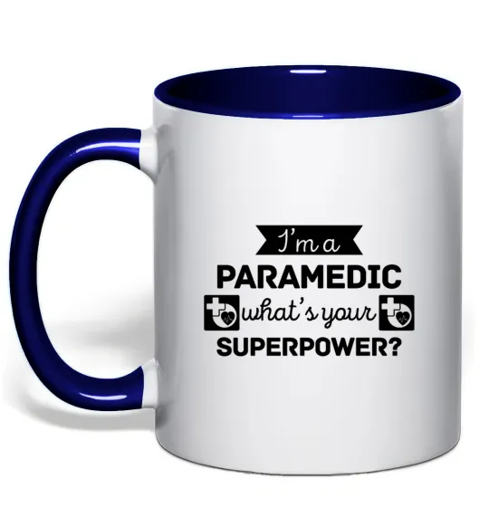 Чашка с цветной ручкой I'm a paramedic what's your superpower Глубокий темно-синий фото