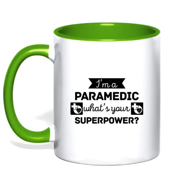Чашка с цветной ручкой I'm a paramedic what's your superpower Лаймовый фото