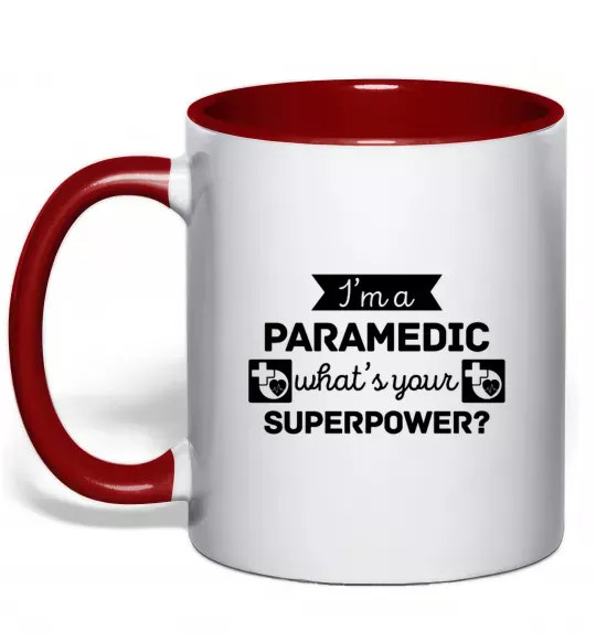 Чашка с цветной ручкой I'm a paramedic what's your superpower Красный фото