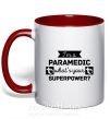Чашка з кольоровою ручкою I'm a paramedic what's your superpower Червоний фото