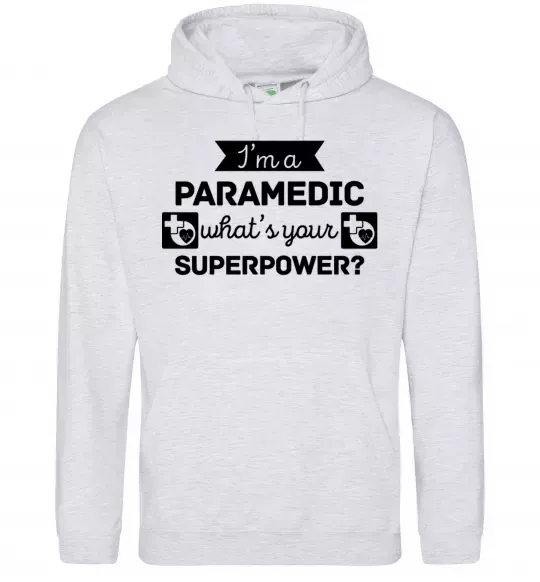 Жіноча толстовка (худі) I'm a paramedic what's your superpower Сірий меланж фото