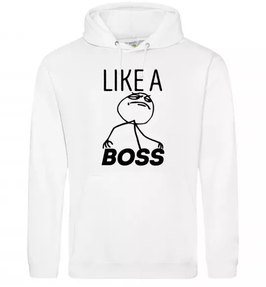 Мужская толстовка (худи) Like a boss Белый фото