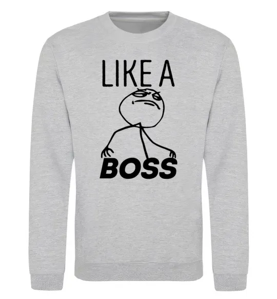 Світшот Like a boss Сірий меланж фото
