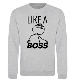 Світшот Like a boss Сірий меланж фото