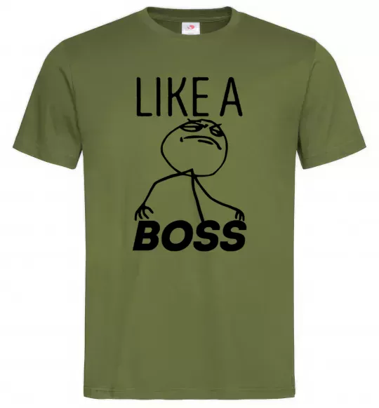 Чоловіча футболка Like a boss Оливковий фото