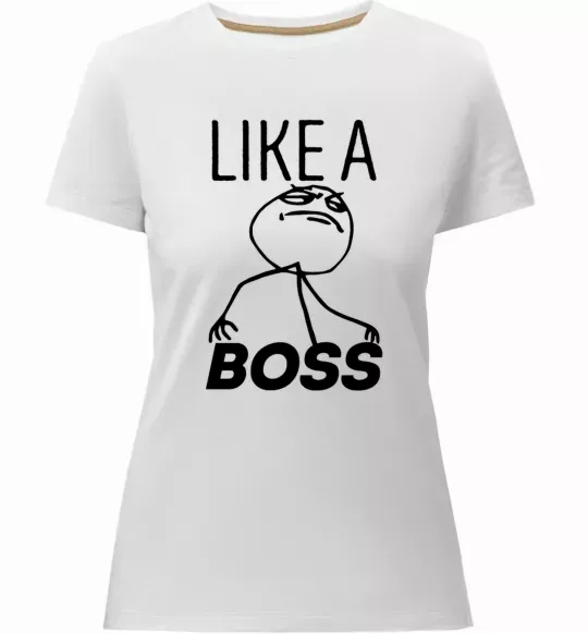 Женская премиум футболка Like a boss Белый фото