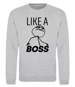 Свитшот Like a boss Серый меланж фото