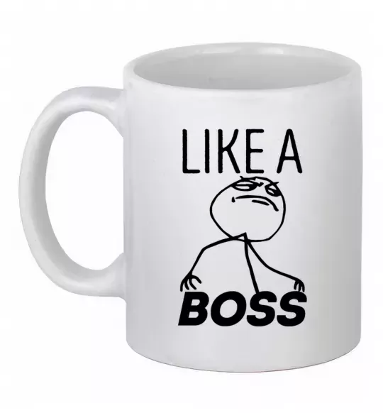Чашка керамическая Like a boss Белый фото