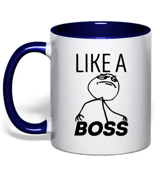 Чашка с цветной ручкой Like a boss Глубокий темно-синий фото