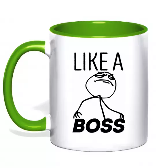 Чашка с цветной ручкой Like a boss Зеленый фото