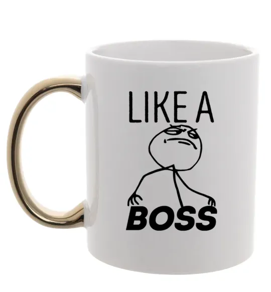 Чашка с цветной ручкой Like a boss Золото фото