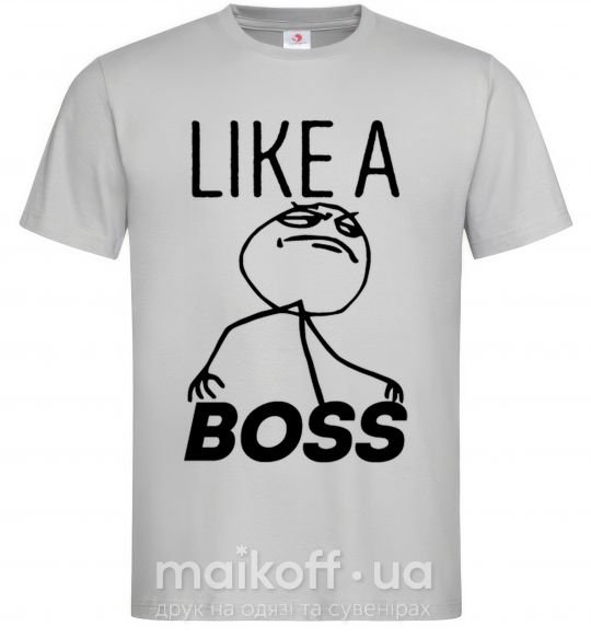 Мужская футболка Like a boss Серый фото