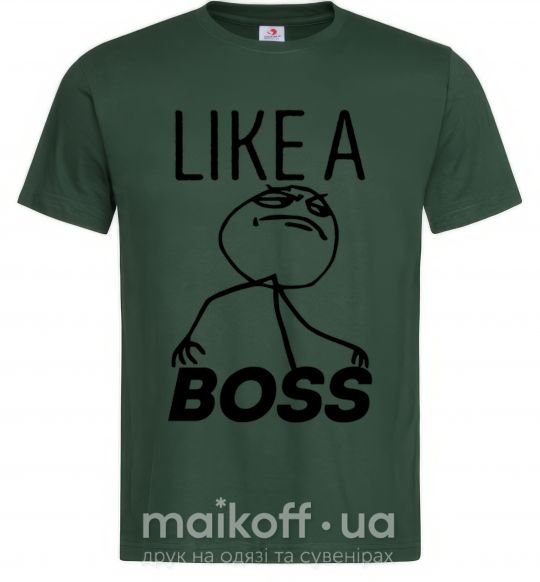 Мужская футболка Like a boss Темно-зеленый фото