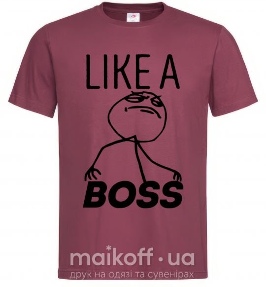 Чоловіча футболка Like a boss Бордовий фото