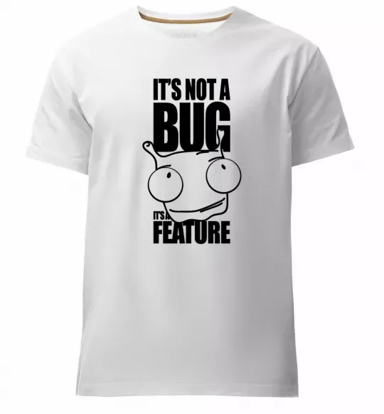 Мужская премиум футболка It's not a bug it's a feature Белый фото
