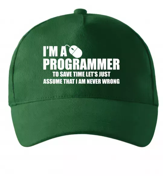 Кепка I'm programmer never wrong Темно-зелений фото
