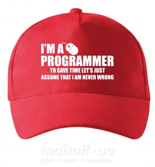Кепка I'm programmer never wrong Красный фото
