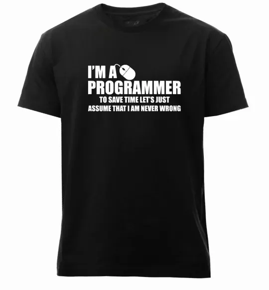 Мужская премиум футболка I'm programmer never wrong Черный фото