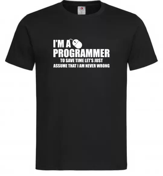 Мужская футболка I'm programmer never wrong Черный фото