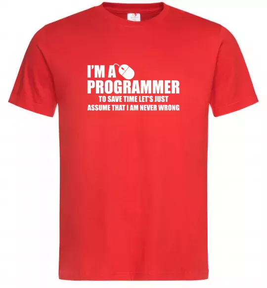Мужская футболка I'm programmer never wrong Красный фото