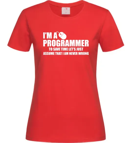 Жіноча футболка I'm programmer never wrong Червоний фото