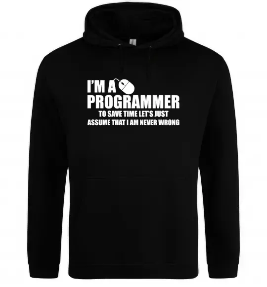 Жіноча толстовка (худі) I'm programmer never wrong Чорний фото