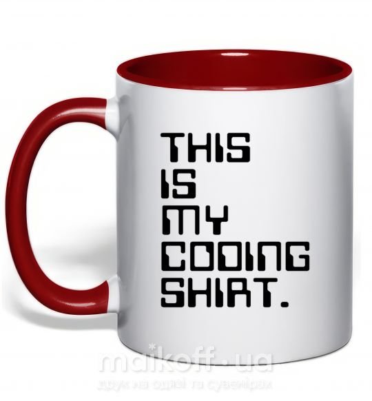 Чашка з кольоровою ручкою This is my coding shirt Червоний фото
