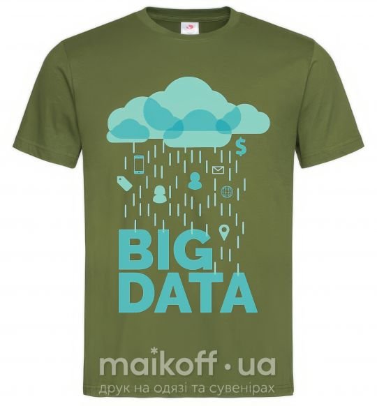 Чоловіча футболка Big data rain Оливковий фото