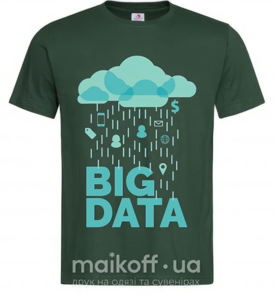 Мужская футболка Big data rain Темно-зеленый фото