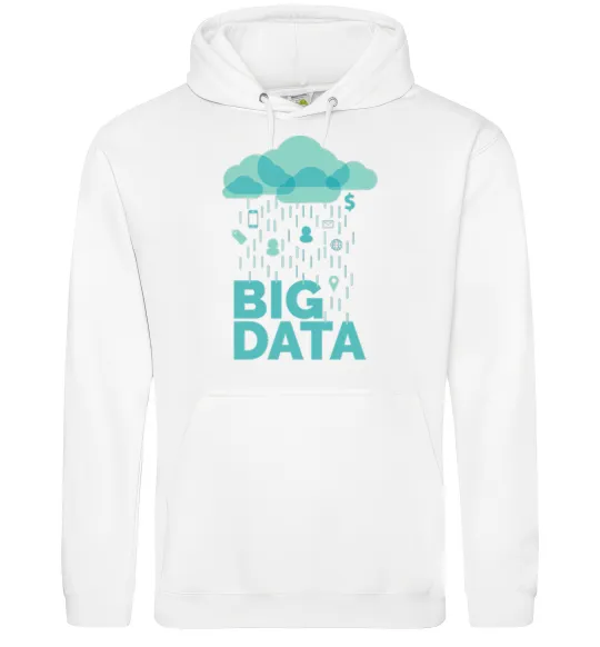 Мужская толстовка (худи) Big data rain Белый фото