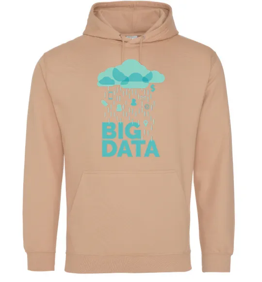 Мужская толстовка (худи) Big data rain Песочный фото