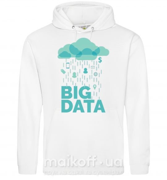 Чоловіча толстовка (худі) Big data rain Білий фото