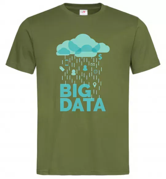 Мужская футболка Big data rain Оливковый фото