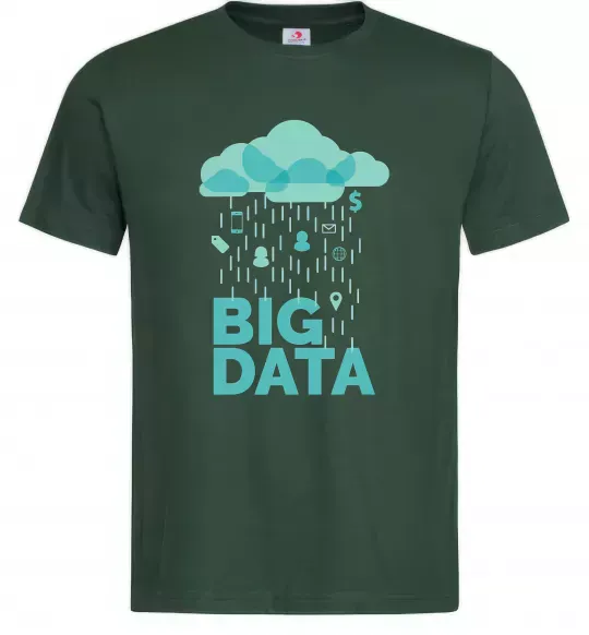 Мужская футболка Big data rain Темно-зеленый фото