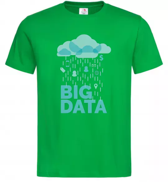 Мужская футболка Big data rain Зеленый фото