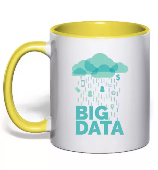 Чашка с цветной ручкой Big data rain Солнечно желтый фото