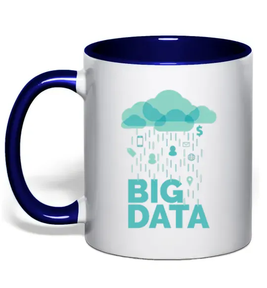 Чашка с цветной ручкой Big data rain Глубокий темно-синий фото