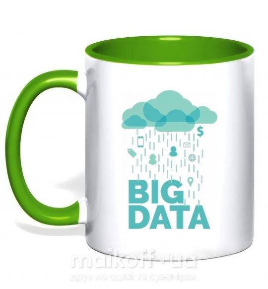 Чашка с цветной ручкой Big data rain Зеленый фото