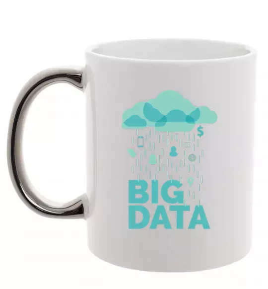 Чашка с цветной ручкой Big data rain Серебро фото