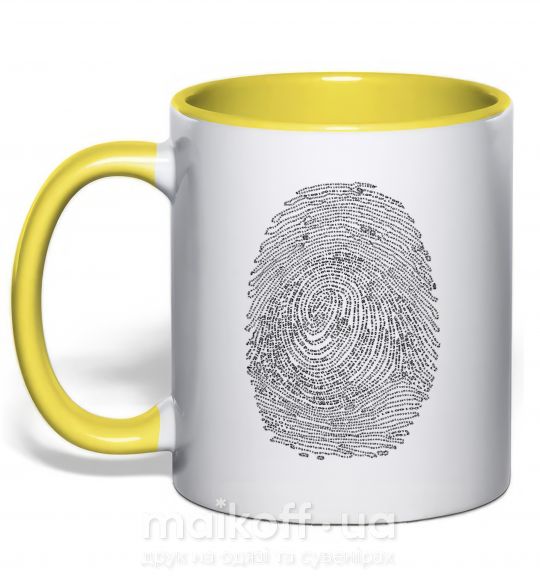 Чашка з кольоровою ручкою Отпечаток из кода Сонячно жовтий фото