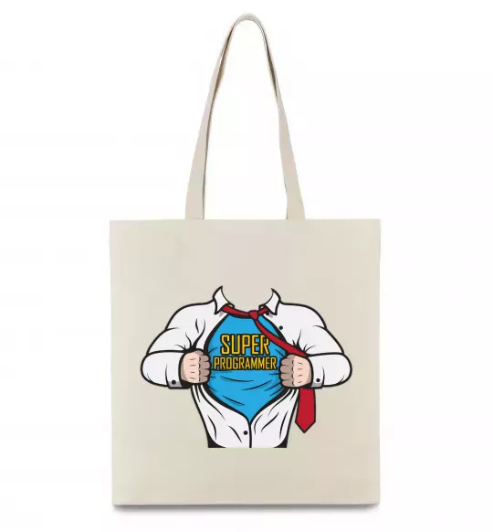 Еко-сумка Super programmer Бежевий фото
