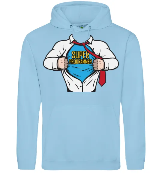 Чоловіча толстовка (худі) Super programmer Блакитний фото