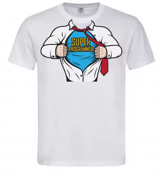 Мужская футболка Super programmer Белый фото