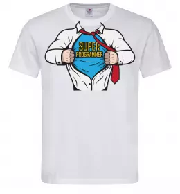 Мужская футболка Super programmer Белый фото