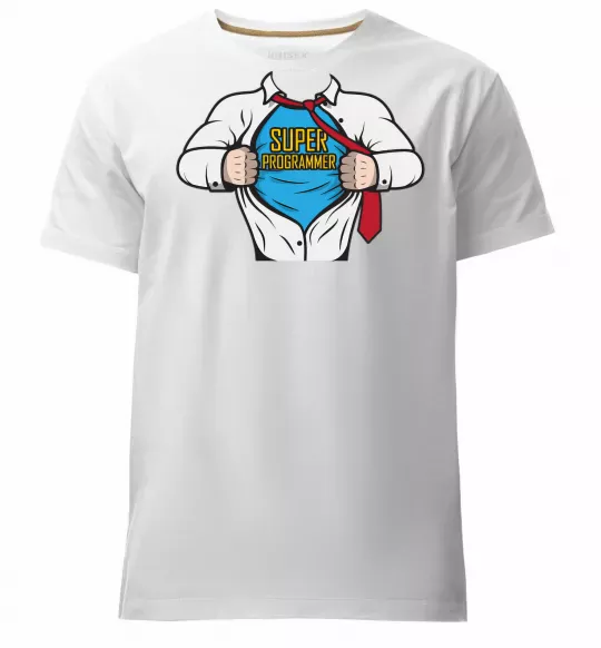 Чоловіча преміум футболка Super programmer Білий фото