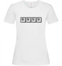 Женская футболка Help bottons Белый фото