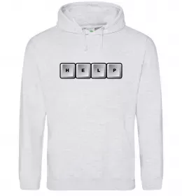 Мужская толстовка (худи) Help bottons Серый меланж фото