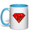 Чашка з кольоровою ручкою Super dev Блакитний фото