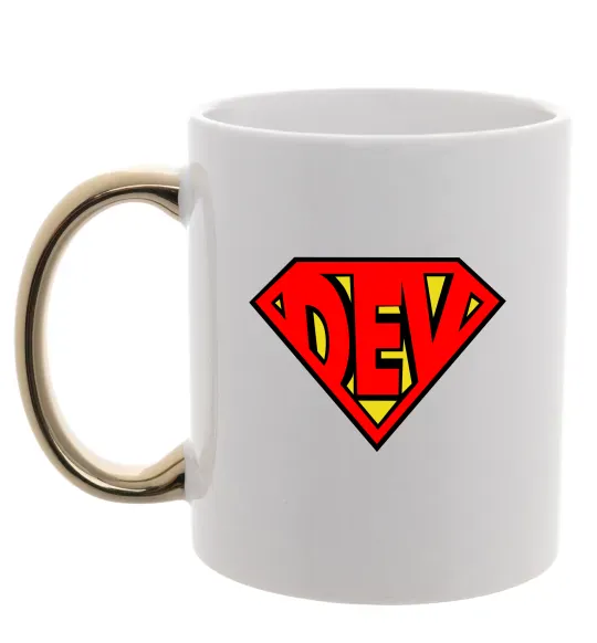 Чашка з кольоровою ручкою Super dev Золото фото