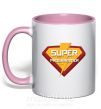 Чашка з кольоровою ручкою Super programmer logo Ніжно рожевий фото